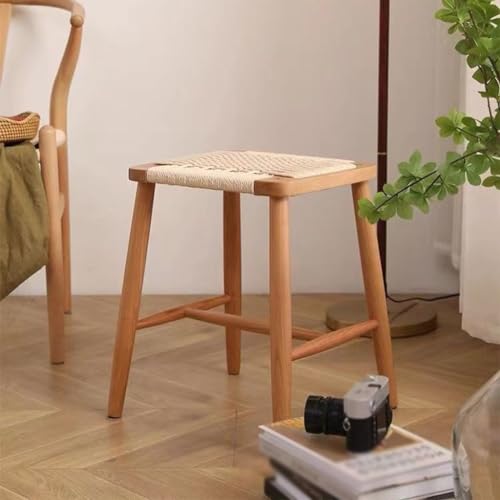 Reposapiés otomano pequeño de madera taburete nórdico salón 8