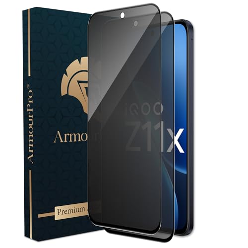 Image of ArmourPro Anti-Spy Privacy Tempered Glass for IQOO Z11X / Vivo T5x - Anti Peeping Screen Protector, Edge to Edge Full Coverage, 9H Hardness, Easy Installation Kit | Pack of 2