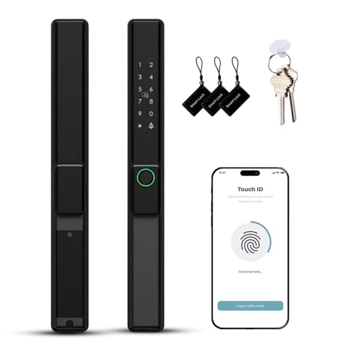 Smart Sliding Door Lock with Fingerprint, Keypad & Tuya App Control – Keyless Entry, Matte Black, Easy Installation for Home, Office & Outdoor, Indoor Use