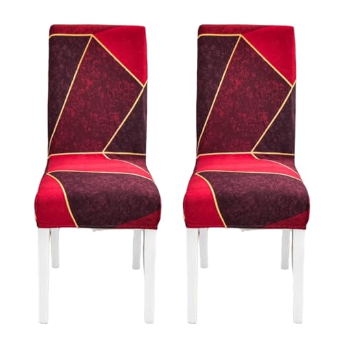 Image of Styleys Chair Covers for Dining Room, Stretch Dining Chair Cover, Washable Spandex Kitchen Chair Slipcovers (Set of 2, Red Faded Black Abstract, SD3222)