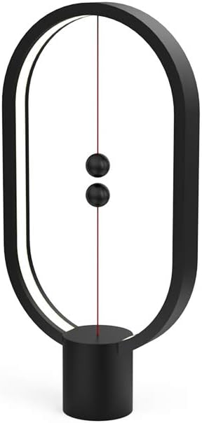 Allocacoc Heng Balance lamp, DesignNest, Switch on in mid-air, USB Powered LED Table lamp, Warm Eye-Care Designer Desk lamp, Contemporary Soft Light, Office, Home, Dorm, Bedside (Black)
