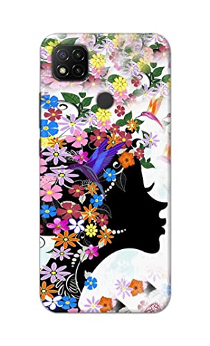 Image of Printed Hard Back Cover Case for Mi Redmi 10A | Mi Redmi 10A Sport Back Cover (Floral Hairstyle Girl) -1803