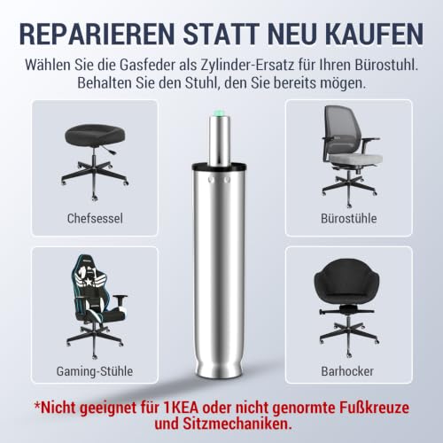 Mastery Mart Gasdruckfeder Bürostuhl Lang 297mm - 437mm, Gasdruckdämpfer Belastbar bis 450 kg, Bürostuhl Ersatzteile, TÜV, Klasse 4… – Ansicht 6