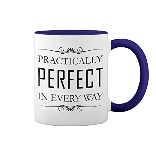 Practically Perfect Mary Poppins Blanca taza de café con el borde azul y la manija Mug