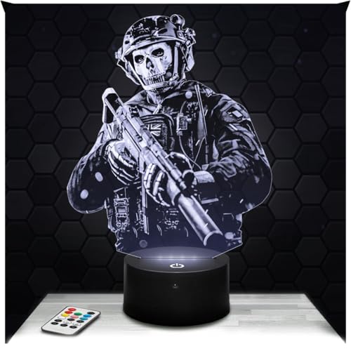 Lampephoto.fr - Lámpara 3D Cod Mw2 Simon Ghost Riley Decoración Habitación Niño Gaming Gamer Juegos Video Idea de Regalo, Decoración de Oficina, Lámpara de Mesilla, Led Ilusión 3D, Merchandising TOP