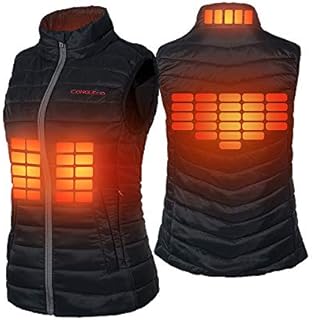 CONQUECO Heated Vest: Heated Jacket with 10000mAh Battery - USB Charging Heated Down Vest Clothing for Outdoor Travel Motorsport Black