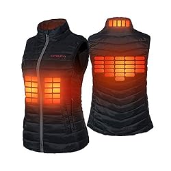 CONQUECO Gilet Riscaldato Elettrico Donna con Batteria per Outdoor Invernale Warm (Nero, S)