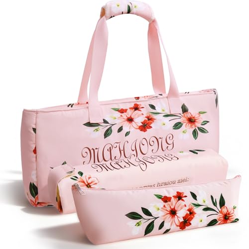 Bolsas Tote Rosas para Fichas de Mahjong, Set 3 Piezas
