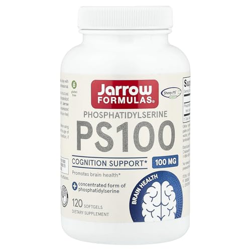 Jarrow Formulas PS100 Phosphatidylserine 100mg Dietary Supplement for Brain Health and Cognitive Function Support 120 Softgels Up to a 40-120 Day Supply