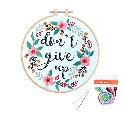 Louise Maelys Embroidery Starter Kit Full Range of Stamped Cross Stitch Kits for Beginner Including Embroidery Cloth with Pattern, Embroidery Hoop, Color Threads, Tools Kit (Style 2)