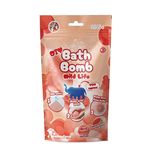 Science4you Bombas de Baño Bolsa Rojo – Kit para Hacer Bombas de Baño, Elefante Ciencia Educativa, Experimento Cosmético, Juguetes de STEM, Regalo Cosmético para Niñas y Niños de 6 7 8+ Años
