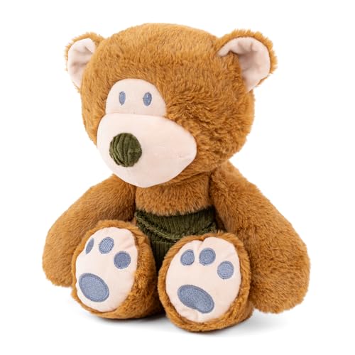 Image of Mirada Cute Huggable Brown Bear with Pocket Plush Soft Toy | Dressed Stuffed Teddy for Baby Girls & Kids | Cute, Washable & Snuggly Gift for Raksha Bandhan /Birthday /Festivals - 25cm