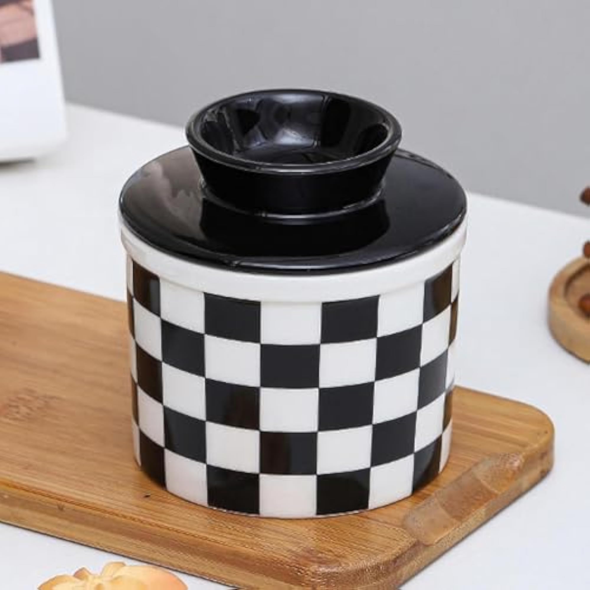 Butter Crock Porcelain Kitchen Storage Container for Fresh Butter