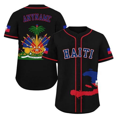 Camiseta de Béisbol haitiana para hombre, mujer y jóvenes, personalizada, transpirable con botón y diseño de la bandera de Haití