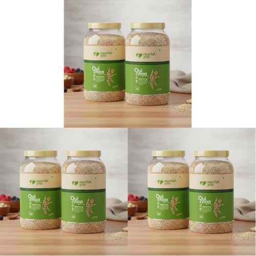 Image of Nourish You White Quinoa 2 kg + 2 kg Super Value Pack Combo | Gluten & Saponin Free | 16.5g Protein per 100g Rich in dietary fibre | Wholegrain Certified Grain | Diet Food for Weight Management | Healthy Breakfast cereal