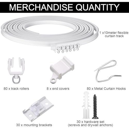 Jetec Curtain Tracks Ceiling Flexible Curtain Track Bendable Rail Curved Wall Mounted for Living Room Bedroom Divider Rod RV(10 Meter/ 32.8 Feet,White) by Jetec - Used condition - Image 2