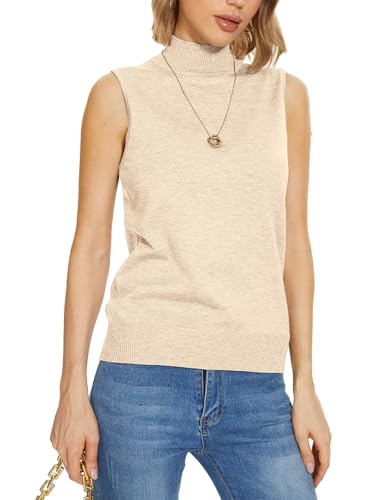 Image of INKOFF Sleeveless Mock Neck Turtleneck Knit Tops Women Dressy Casual Sweater Vest Business Work Tank