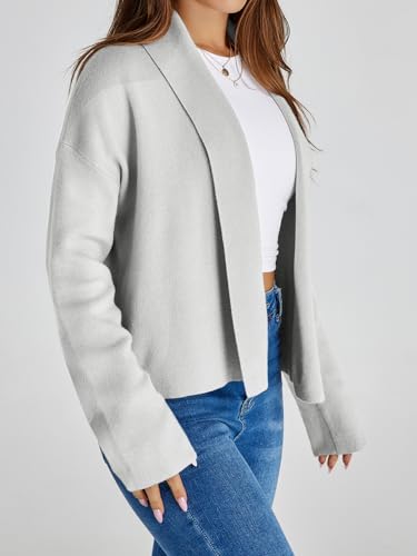 Image of Saodimallsu Womens Cropped Cardigan Open Front Shawl 2026 Fall Trendy Long Sleeve Sweater Jacket