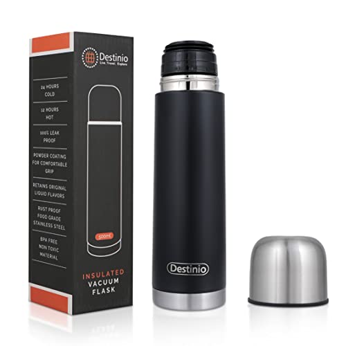 Destinio Thermosteel Bottle 500ml, Hot & Cold Insulated Stainless Steel Water Bottle, Leak Proof Thermos, Unbreakable Flask for Office, Gym, Vacuum Insulated Bottle for Travel, School & Sports