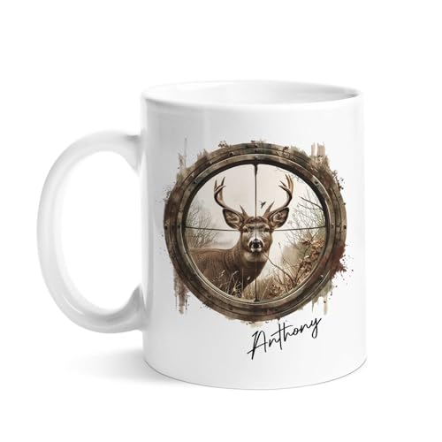 Personalized Deer Hunting Rifle Mug with Name, Wildlife Gift