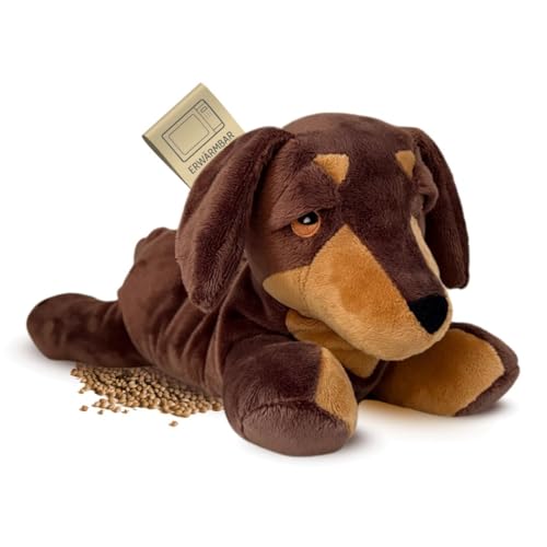 Habibi Plush Wärmekissen/Stofftier f. Kinder und Erwachsene 2045 Dackel mit Hirsefüllung Wärmekuscheltier zum Erwärmen in der Mikrowelle/Backofen ideal auch für Babys