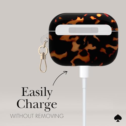 Image of kate spade new york AirPods Pro Protective Case with Keychain Ring - Tortoiseshell, Compatible with AirPods Pro 2nd / 1st Generation