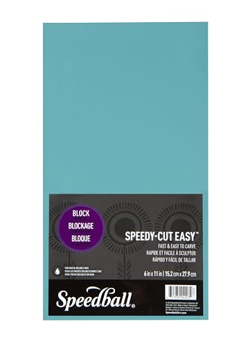Speedball 4203 Speedy-Cut Easy Block Printing Carving Block – Soft Rubber-Like Material, Blue, 6 x 11 Inches