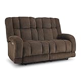 MCombo 64.6' Oversized Reclining Loveseat with Heat and Massage, Zero Gravity Recliner Loveseat Sofa with Adjustable Headrest and Dual USB Charging Ports, Fabric 6855 (Brown)