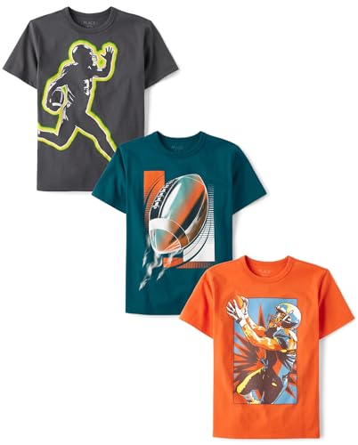 The Children's Place,Boys,Sports Short Sleeve Graphic T-Shirts,multipacks,Football Player/Football 3-Pack,X-Large