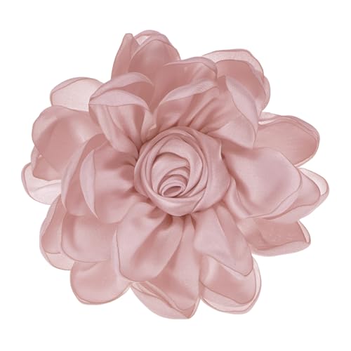 Image of M METERXITY Rose Flower Brooches and Pins for Women, Lapel Pins Dainty Satin Fabric Big Camellia Hair Flowers Clips for Wedding /Parties /Clothes /Jewelry