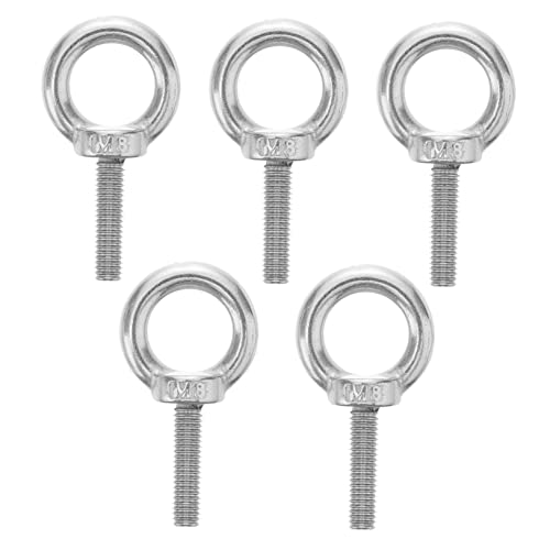 CIYODO 5Pcs Stainless Steel Eye Bolts Threaded Lifting Screws for Swings Kayaks Construction More Stainless Steel for Resistance Easy Installation