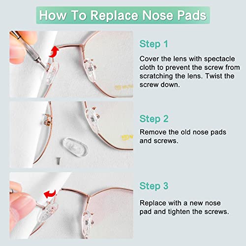 Glasses Nose Pad Replacement Kit, Yssail Eyeglass Repair Kit With 5 Pairs Of Nose Pads, Screws, Precision Screwdrivers, Tweezer And Cleaning Cloth For Eyeglass And Sunglasses #TOP6
