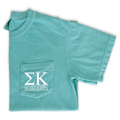 Sigma Kappa Block Letters Pocket T-Shirt (Medium) Mint