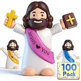 100PCS Little Jesus Figures, Mini Jesus Figurines in Bulk, Multicolor Tiny Jesus Set with Jesus Loves You...
