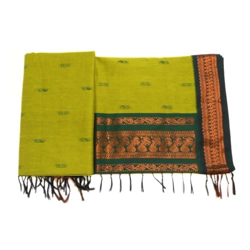 Image of Pure Kalyani Cotton Saree | Zari Border & Blouse Piece - Lata Gadwal Design | Traditional Saree