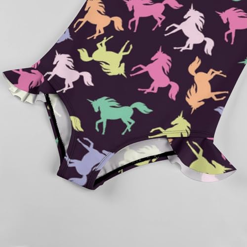 Image of Girls One Piece Swimsuit Cute Alpacas Hearts Stars Ruffles Swimwear Bathing Suits 3-12 Years