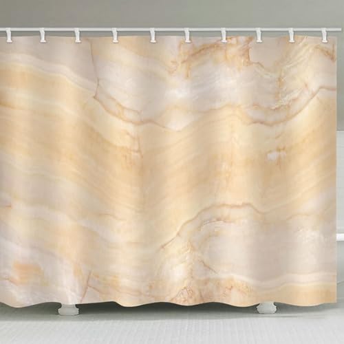 Rideau de douche en polyester textile beige avec anneaux pour douche - 3