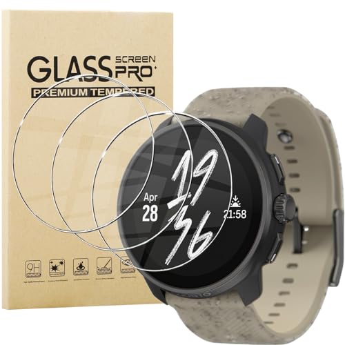 KUSINHOKA [3 Piezas Protector de Pantalla Compatible con Suunto Race S 45mm Cristal Templado, Alta Dureza [Anti-arañazos] HD Vidrio Templado Protectora Película para Suunto Race S