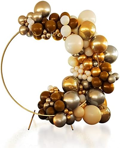 7.2Ft Round Backdrop Stand Circle Backdrop Stand Circle Balloon Arch Frame Kit for Circle Wedding Arch Flower Ring Stand Party Background Decoration (Aluminum / Gold)…
