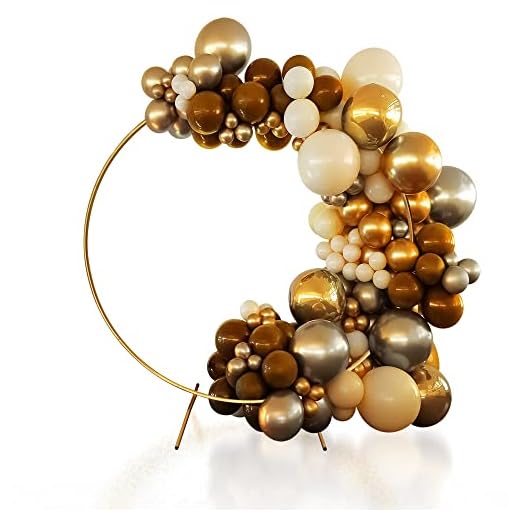 7.2Ft Round Backdrop Stand Circle Backdrop Stand Circle Balloon Arch Frame Kit for Circle Wedding Arch Flower Ring Stand Party Background Decoration (Aluminum/Gold)……