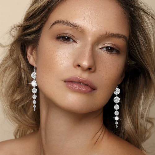 925 Silver Dangle Earrings for Women Statement 5A Cubic Zirconia Prom Earrings for Wedding Elegant Diamond Jewelry for Bride4