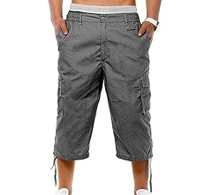 xzbailisha Men's Cotton Cargo Shorts 3/4 Relaxed Fit Capri