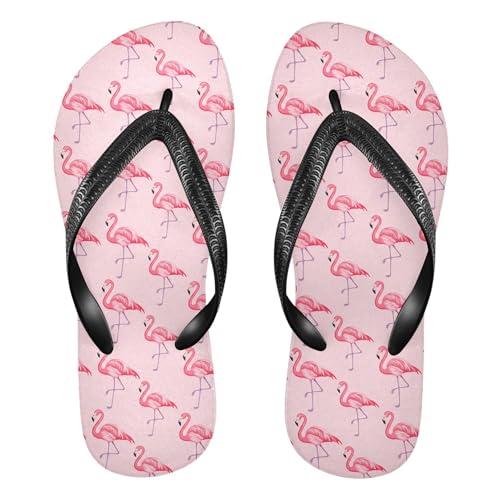 Burbuja Pink Flamingos Flip Flops for Women Men, Soft Thong Sandals Rubber Slippers for Pool Beach Essentials