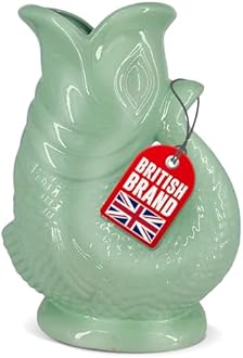 Gurgle Glug Jug The Bubble Jug® Duck Egg 50 fl oz 1.5L Litre Extra Large Pitcher - Fish Shaped Jug - Decorative Ceramic Glugging Cocktail, Water and Gin Vase and Gurgling Carafe Pot
