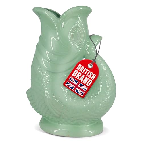 Gurgle Glug Jug The Bubble Jug® Duck Egg 50 fl oz 1.5L Litre Extra Large Pitcher - Fish Shaped Jug - Decorative Ceramic Glugging Cocktail, Water and Gin Vase and Gurgling Carafe Pot