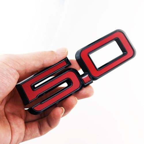Image of 2pcs Replacement for 2024-2025 5.0 Letters Emblem Door Side 3D Badge Decal Nameplate (Black Red)