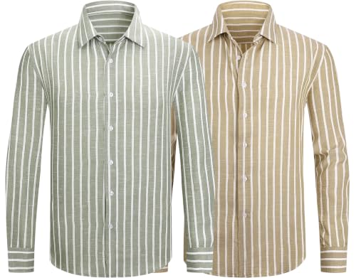 Image of Zombom Men's Regular Fit Vertical Striped Casual Shirt | Full Sleeve Cotton Blend Shirt for Men | Slim Fit Stylish Party