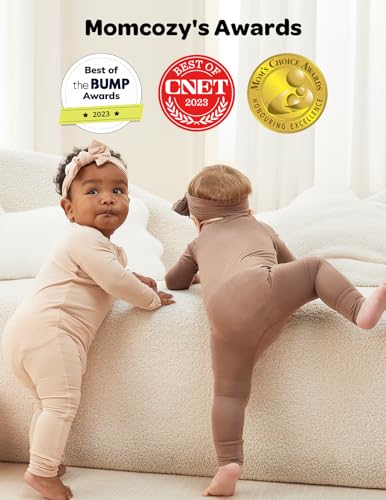 Momcozy Boy Girl Baby Pajamas Onesie, 0-24 M Temp-Sensing 2-Way Zipper Cotton & Viscose Derived from Bamboo Newborn Sleepers4