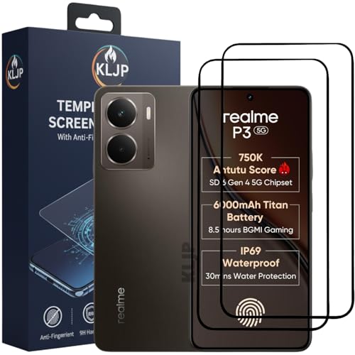 Image of Military-Grade Gorilla Tempered Glass For Realme P3 With Installation Kit | Edge to Edge Coverage | Black (Pack Of 2)