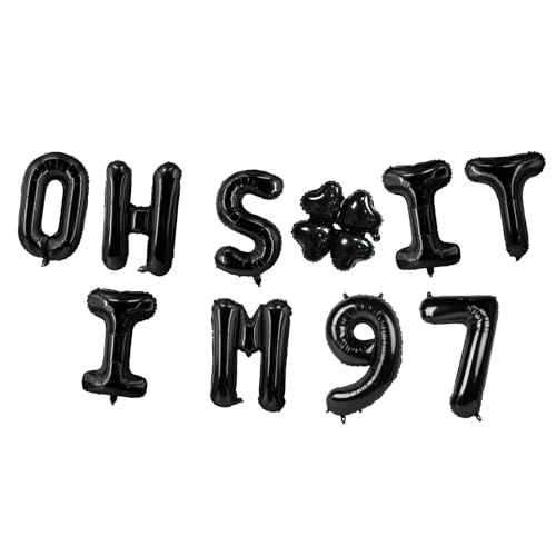 Image of Oh I'm 97! Latex Balloons 16 Inch Black Hallo Ninety Seven Cheers to 97 Years Old Theme Decor for Man Woman Happy 97th Birthday Party Photo Studio Prop Flag Decorations Favors Supplies